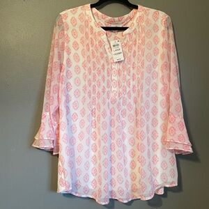 NWT Charter Club Sz Large Women’s Pintuck Bell Sleeve Blouse Top Shirt Ret $69!